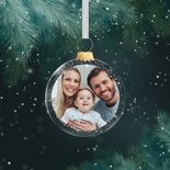 Stijlvolle kerstkaart 2026 kerstballen en foto 2