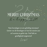 Stijlvolle kerstkaart botanische bladeren strik jaartal goud 3