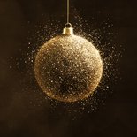 Stijlvolle kerstkaart met sprankelende kerstbal van glitters 2