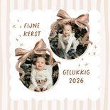 Stijlvolle kerstkaart streeppatroon watercolor strik foto 2