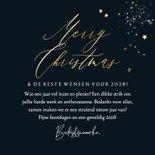 Stijlvolle kerstkaart 'strik erom' lijntekening sterren goud 3