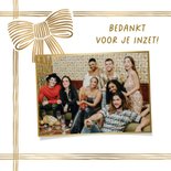 Stijlvolle kerstkaart strikken lint goud foto logo 2