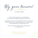 Stijlvolle klassieke donkerblauwe trouwkaart We Do met goud 3