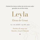 Stijlvolle rouwkaart stilgeboren meisje lijnillustratie hand 3