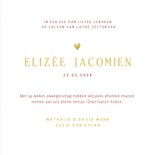 Stijlvolle rouwkaart voor een baby met een gouden regenboog  3