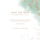 Stijlvolle save the date kaart, mint waterverf en plantjes 3