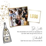 Stijlvolle uitnodiging bedrijfsuitje bubbels goud logo 2