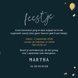 Stijlvolle uitnodiging feestje blauw confetti ballonnetjes 3