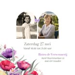 Stijlvolle uitnodiging met kleurrijke klaprozen en vlinder 2