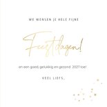 Stijlvolle vierkante kerstkaart met eigen foto en sterretjes 3