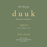 Stoer geboortekaartje lijntekening leeuw jongen groen 3