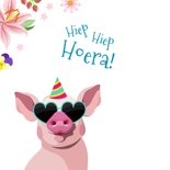 Stoer verjaardagsvarken met bloemen 2