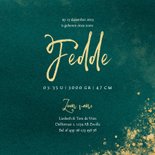 Stoere groene geboortekaartjes met goudfolie sterretjes 3