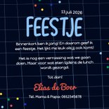 Stoere kinderfeestje uitnodiging zwart met vlaggetjes 3