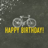 Stoere verjaardagskaart happy birthday fiets en spetters 2