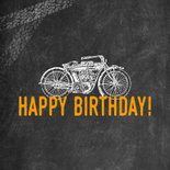 Stoere verjaardagskaart man met motor en happy birthday! 2