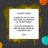 Stoere verjaardagskaart met kleurrijke graffiti letters 3