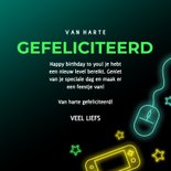 Stoere zwarte en neon verjaardagskaart gamer 3