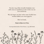 Subtiel rouwkaartje bedankt met bloemetjes sterrenkindje 3