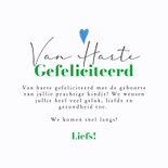 Trendy felicitatiekaart geboorte jongen hartjes watercolor 3