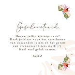 Trendy felicitatiekaart geboorte kleurrijke bloemetjes strik 3