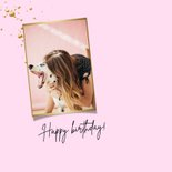 Trendy fotokaart met watercolour in roze en goud 2