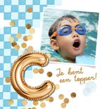 Trendy geslaagdkaart zwemdiploma C folieballon goud foto 2