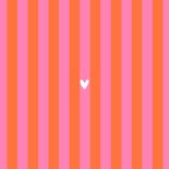Trendy hip trouwkaartje gestreept roze oranje hartje Achterkant