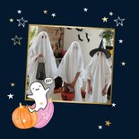 Trendy kaart Halloween pompoen goud spookjes sterren 2