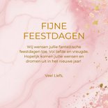 Trendy kerstkaartje roze verf met marmeren jaartal 3