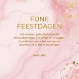 Trendy kerstkaartje roze verf met marmeren jaartal 3