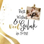 Trendy nieuwjaarskaart feestelijk goud champie oliebollen 2