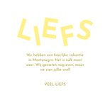 Trendy vakantiekaartje met speelse typografie liefs 3