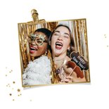 Trendy verjaardagskaart kerstkrans strikken goud foto ster 2