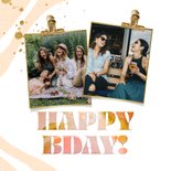 Trendy verjaardagskaart kleurrijk abstract verf goud hart 2