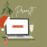 Trendy zakelijke kerstkaart borrel op afstand met laptop 2