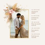 Trouwkaart bohemian bloemen pampasgras zomer strand katoen 2