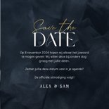  Trouwkaart donkerblauw save the date met goud stijlvol 3