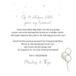 Trouwkaart fiets met bruidspaar hartjes 3