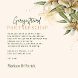 Trouwkaart geregistreerd partnerschap witte lelies goudfolie 3