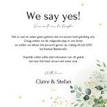 Trouwkaart groen botanisch groen blaadjes goudlook 3