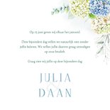 Trouwkaart hortensia's in blauw en wit 3