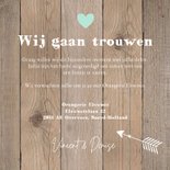 Trouwkaart hout hartje mintgroen 3