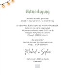 Trouwkaart houtlook festival style wegwijzers hartjes 3