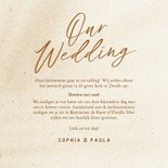 Trouwkaart in zandkleur met schaduw en stipjes 3