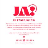 Trouwkaart 'Ja' grafisch modern hip roze rood romantisch 3