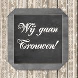 Trouwkaart krijtbord en hout RB 2