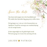 Trouwkaart magnoliatakken met goudfolie 3