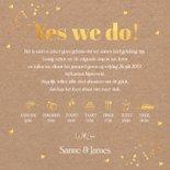 Trouwkaart met foto kraft goud hartjes 3