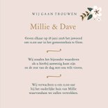 Trouwkaart met initialen en bloemen 3